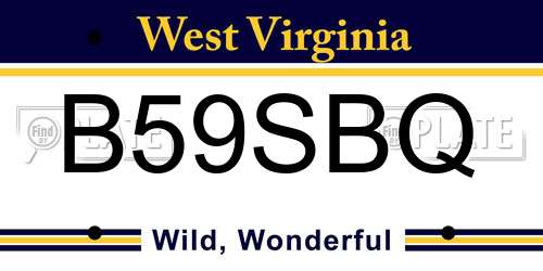 B59SBQ West Virginia License Plate