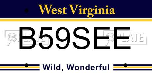 B59SEE West Virginia License Plate