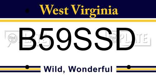 B59SSD West Virginia License Plate
