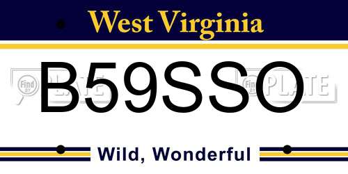 B59SSO West Virginia License Plate