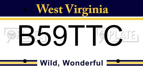 B59TTC West Virginia License Plate