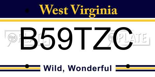 B59TZC West Virginia License Plate