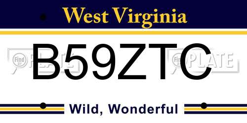 B59ZTC West Virginia License Plate