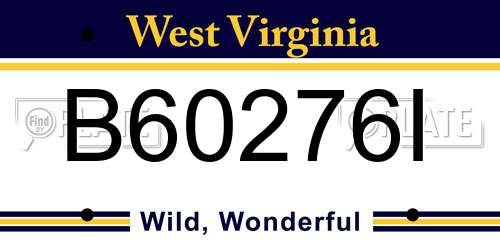 B60276I West Virginia License Plate