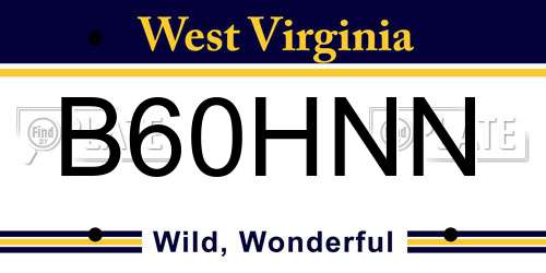 B60HNN West Virginia License Plate