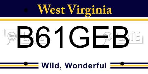 B61GEB West Virginia License Plate