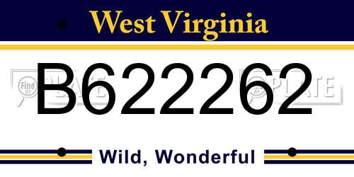 B622262 West Virginia License Plate