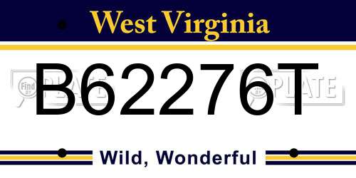 B62276T West Virginia License Plate