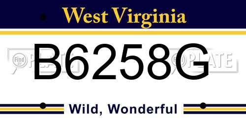 B6258G West Virginia License Plate
