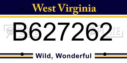 B627262 West Virginia License Plate