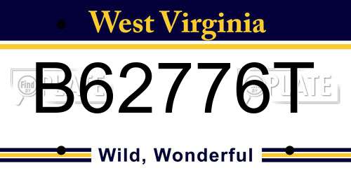 B62776T West Virginia License Plate