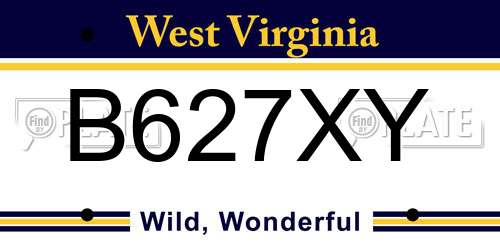 B627XY West Virginia License Plate
