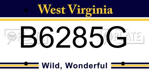 B6285G West Virginia License Plate