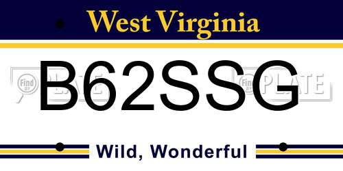 B62SSG West Virginia License Plate