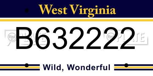 B632222 West Virginia License Plate