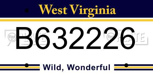 B632226 West Virginia License Plate