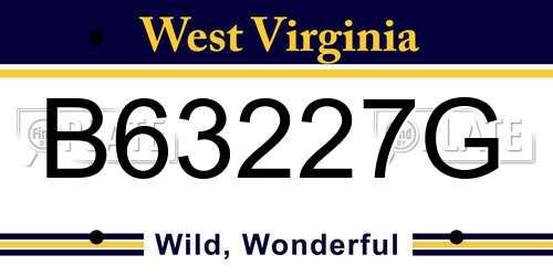 B63227G West Virginia License Plate