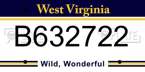 B632722 West Virginia License Plate