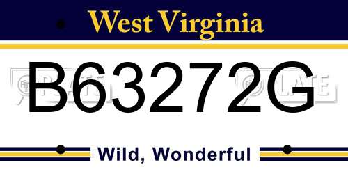 B63272G West Virginia License Plate