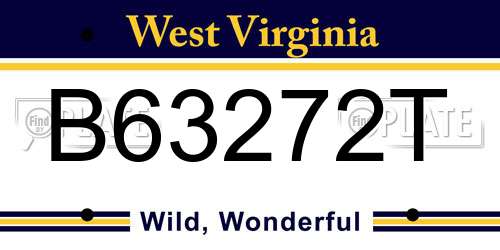 B63272T West Virginia License Plate