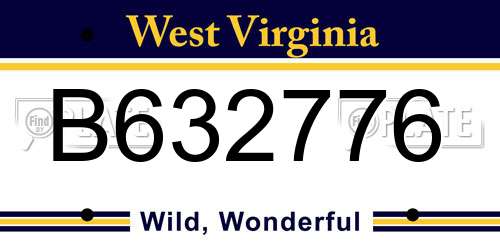 B632776 West Virginia License Plate