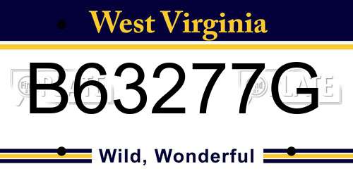 B63277G West Virginia License Plate