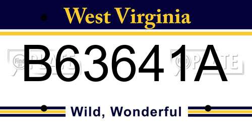 B63641A West Virginia License Plate