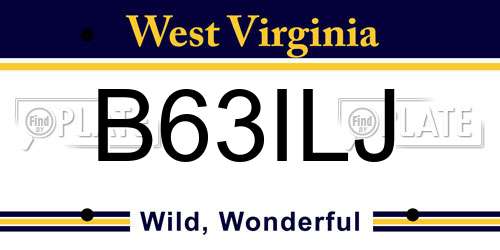 B63ILJ West Virginia License Plate