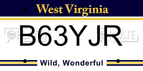 B63YJR West Virginia License Plate