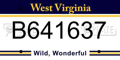 B641637 West Virginia License Plate