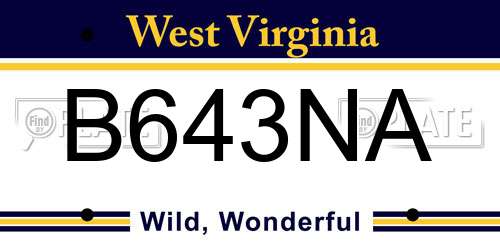 B643NA West Virginia License Plate