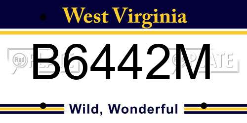 B6442M West Virginia License Plate