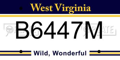 B6447M West Virginia License Plate