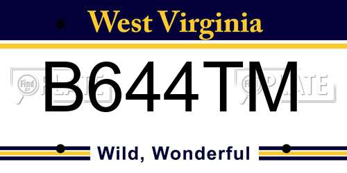B644TM West Virginia License Plate