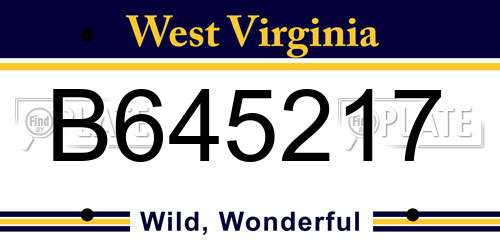 B645217 West Virginia License Plate