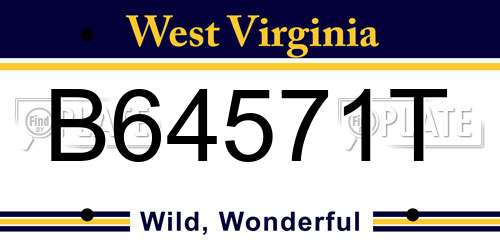 B64571T West Virginia License Plate