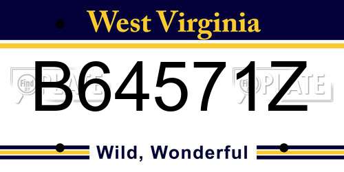B64571Z West Virginia License Plate
