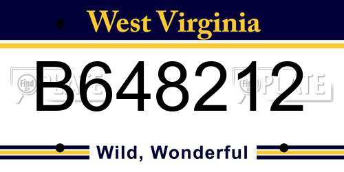 B648212 West Virginia License Plate