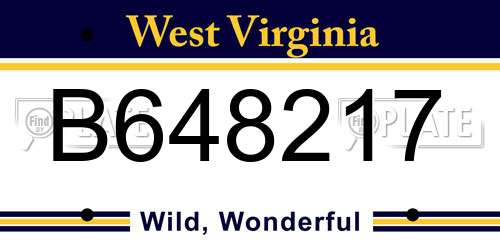 B648217 West Virginia License Plate