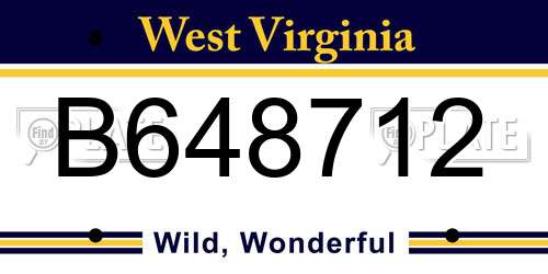 B648712 West Virginia License Plate