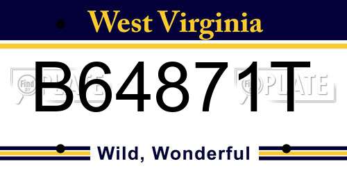 B64871T West Virginia License Plate