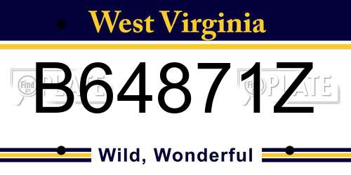 B64871Z West Virginia License Plate