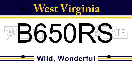 B650RS West Virginia License Plate