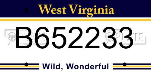 B652233 West Virginia License Plate
