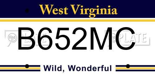 B652MC West Virginia License Plate