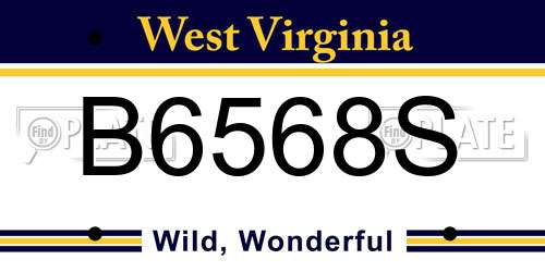B6568S West Virginia License Plate
