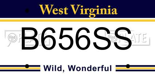 B656SS West Virginia License Plate
