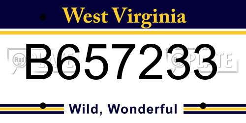 B657233 West Virginia License Plate