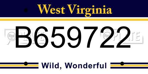 B659722 West Virginia License Plate