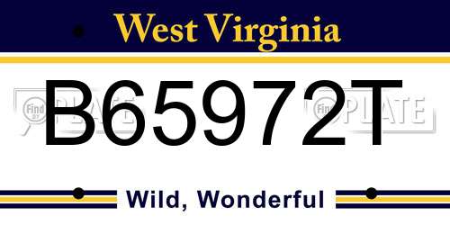 B65972T West Virginia License Plate